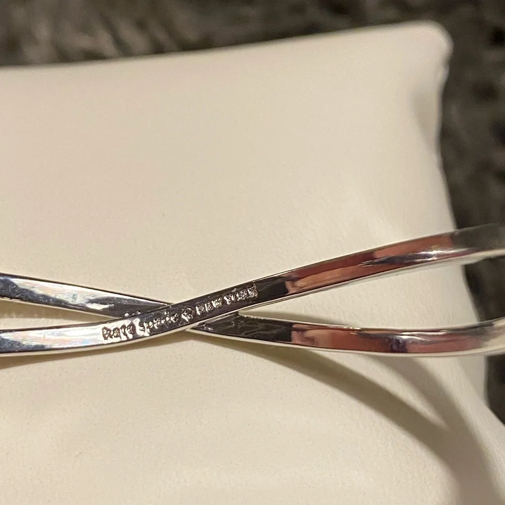 Kate spade cubic zirconia pave silver plated Infinite hinges bangle, new.